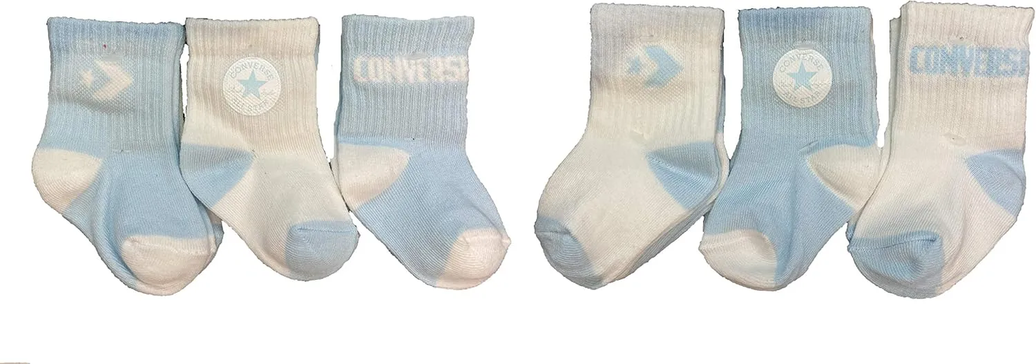 Converse Infant Toddler Socks 6 Pack (Blue(MC0012-C1A)/White, 3-4.5(3C-7C Toddler Shoe))