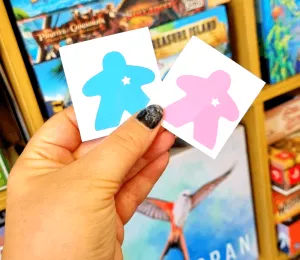 his/hers/theirs iron on VINYL MEEPLE STICKERS set of 2 in a variety of colours