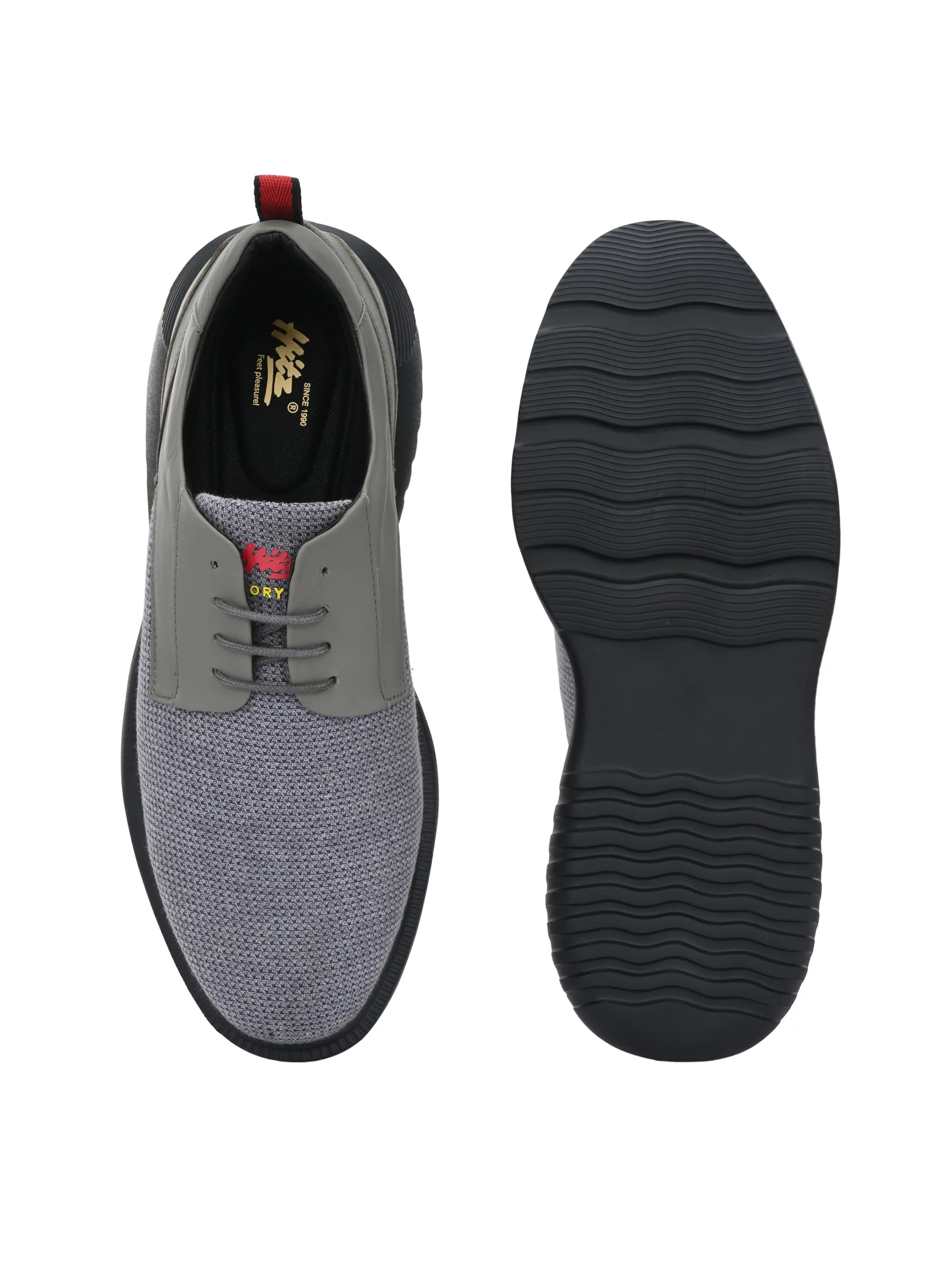 Hitz Men's Grey Casual Lace Up Shoes